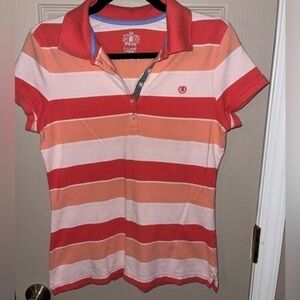 Izod Striped Polo White/Coral​
